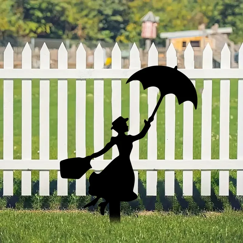 Lady Silhouette Garden Sign With Stakes, Ground Insert Garden Decor, nsert Decor for Garden Patio, Fence Yard Lawn Art Decor