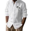 Per uomo Camicia Camicia di lino Camicia casual Camicia con Bottoni Camicia di cotone Palma Vacanza Camicia hawaiana Nero Bianco Cachi Grigio Manica Lunga Colletto alla coreana Primavera Autunno