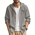 Per uomo Camicia Camicia di lino Camicia casual Camicia con Bottoni Camicia di cotone Albero di Cocco Vacanza Camicia hawaiana Nero Bianco Azzurro cielo Cachi Manica Lunga Con Cappuccio Primavera