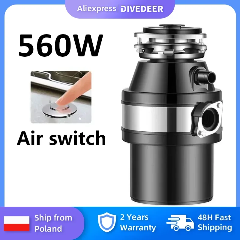 DIVEDEER 560W Müllentsorgung Küche Kanalisation Küche Abfall Lebensmittel Haushalt Zerkleinerer Haushalt Edelstahl Müllentsorgung