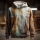 Per uomo Simil-legno 3D Felpa con Cappuccio Felpa Etnico Cowboy Girocollo Abbigliamento casual alla moda Marrone Coulisse Autunno Inverno progettista