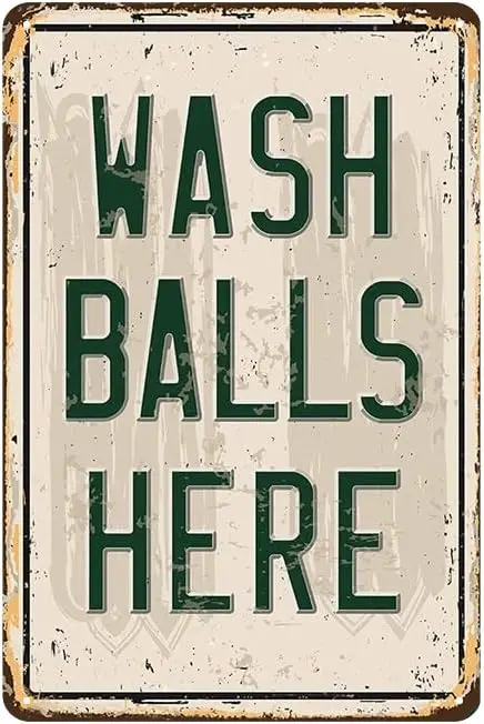 Wash Balls Here Schild – Vintage Metall lustiges Geschenk Golf Blechschilder für Männerhöhle, Sport Golfer, Land, Club Wanddekoration Kunst, Geschenke Image