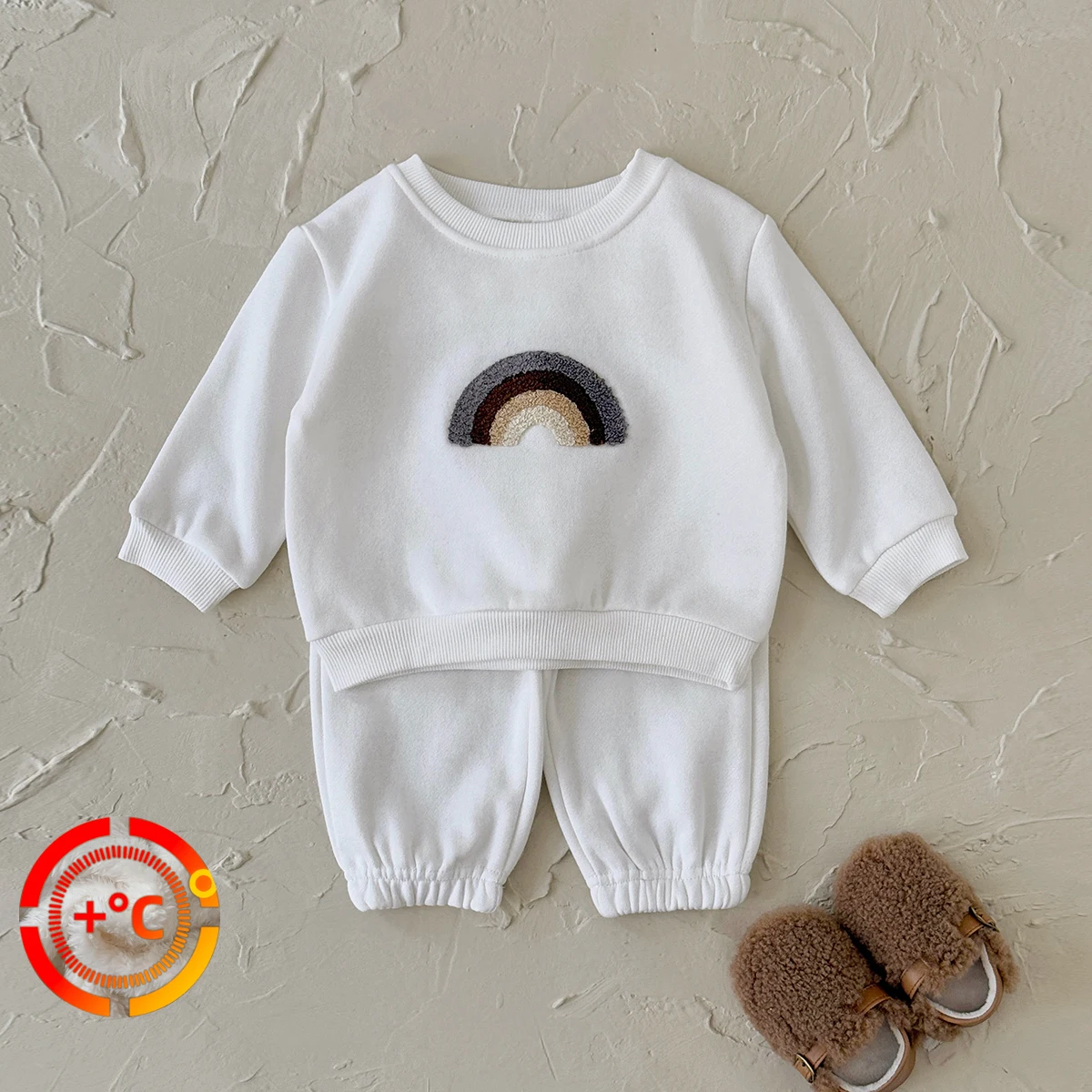 2 Teile/satz Kleinkind Kleidung Infant Outfit Sets Winter Langarm Regenbogen Handtuch Stickerei Baby Kinder Kinder Kleidung Top + Hosen Image