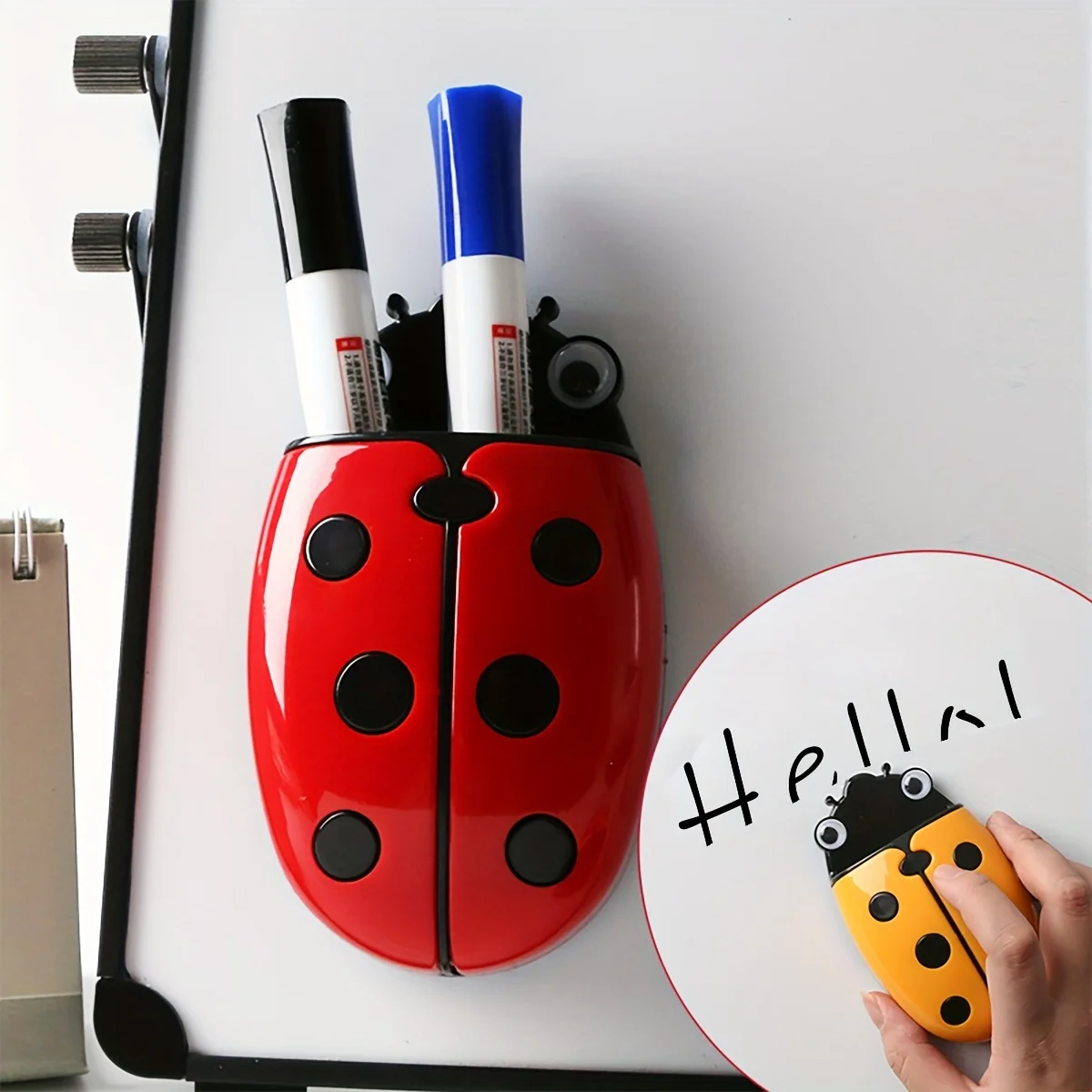 1pc Magnetic pencil holder - with Magnetic Base, Dual-Purpose Organizer & Eraser, Holds Pens, Markers, Highlighters