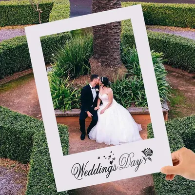 Romantic Just Married Photo Booth Frame Props Paper DIY Team Bride Photo Booth Props Frame Handmade Funny