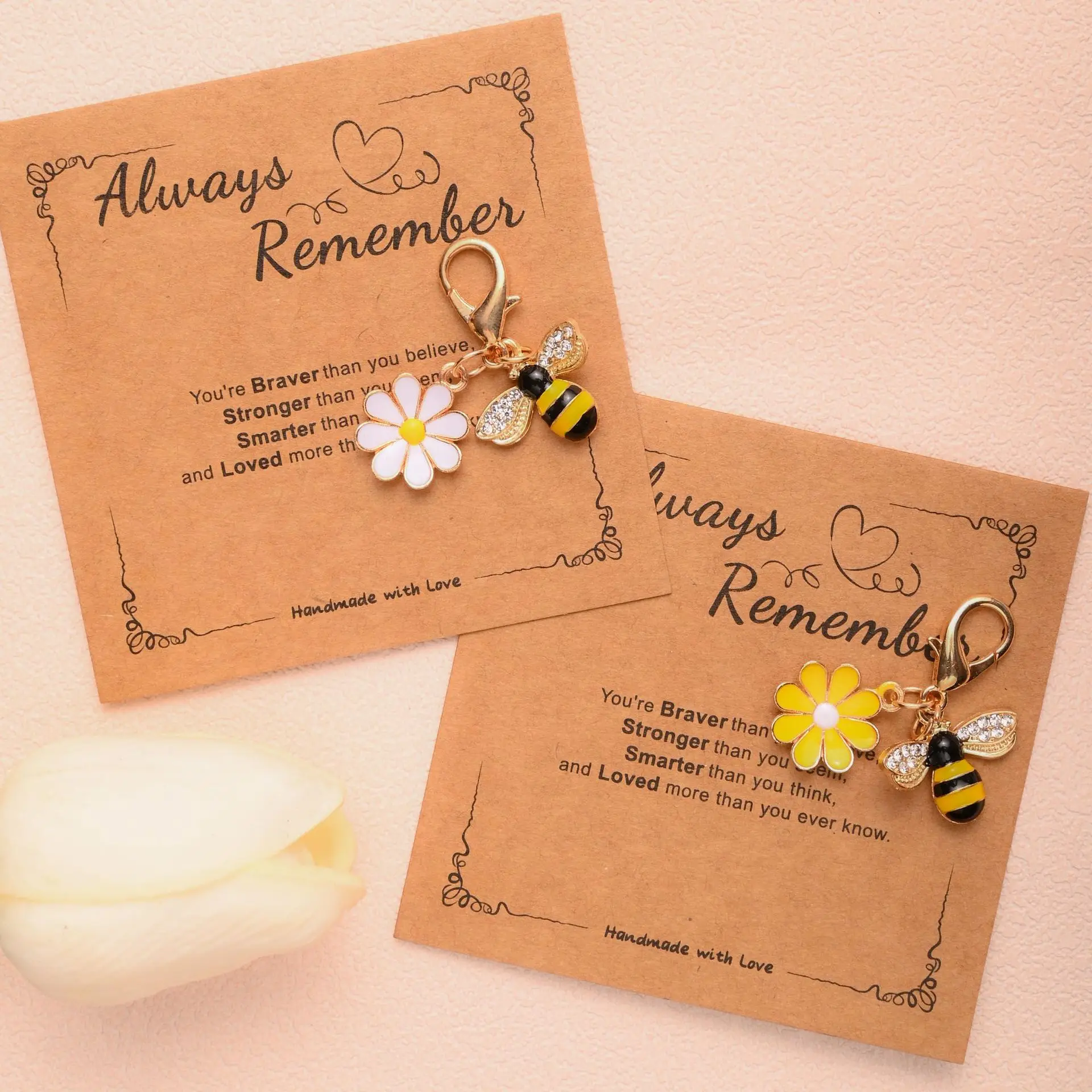 Segen Karte Biene Blume Anhänger Tasche Schlüsselanhänger Ornament Image