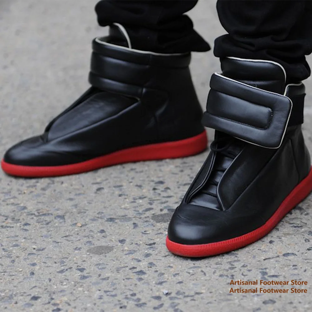 High-Top-Sneaker für Herren, Designer-Sneaker aus echtem Leder, Outdoor-Komfort, flache Turnschuhe, Stiefeletten, stilvolle, trendige, handgefertigte Herrenschuhe