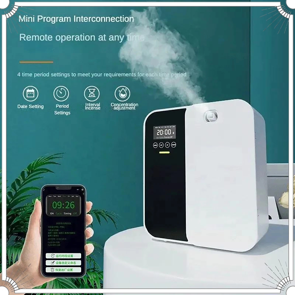 Wandmontierter Duftdiffusor, Maschine, Duftdiffusor, Bluetooth-Diffusor für ätherische Öle, elektrischer Geruch für Zuhause, Hotel, 1000 m3 Image