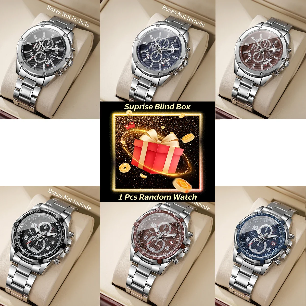 1PC Überraschung Mystery Uhr Blind Box-Mode Kalender Quarzuhr für Männer Business Uhren Uhr Reloj Hombre (Ohne Box) Image