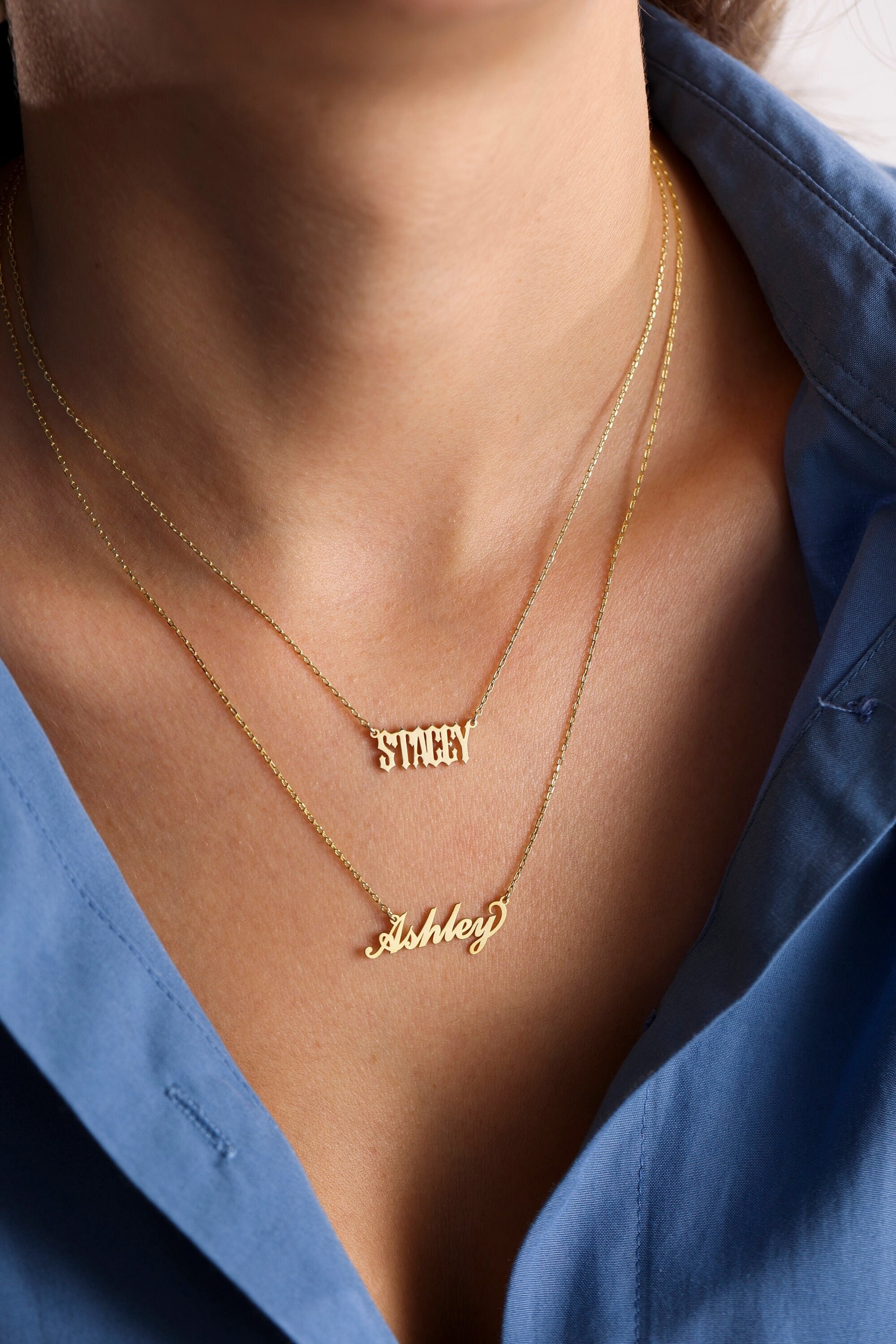 Collana con nome in oro massiccio 14k - Collana con nome - Collana con nome in oro - Collana con nome - Gioielli personalizzati - Regalo personalizzat