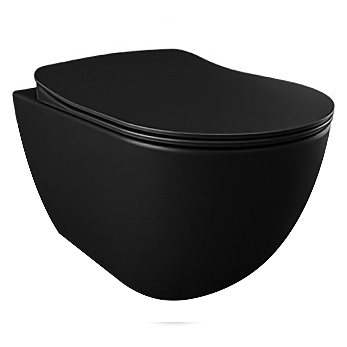 Creavit WC Set schwarz matt Hänge WC mit Bidetfunktion und Softclose WC Sitz Duroplast antibakteriell randlos Image