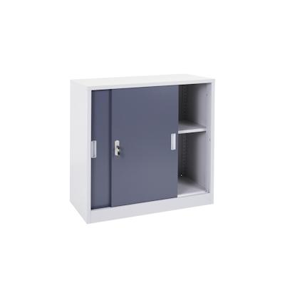 PROREGAL Aktenschrank, klein | HxBxT 90x90x45cm | mit abschließbaren Schiebetüren | anthrazit| Stahlschrank Büroschrank Image