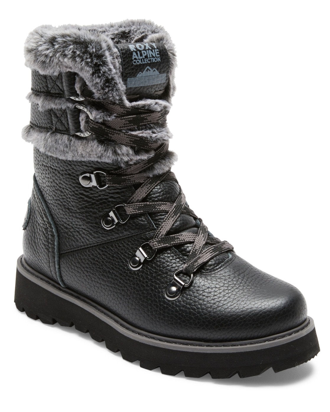 Winterboots ROXY "Brandi", Gr. 8(38), schwarz, Obermaterial: 84% Leder, 12% Chemiefaser-Textil, 4% Metall / Futter: 100% Chemiefaser-Textil / Außensohle: 100% Gummi, Schuhe