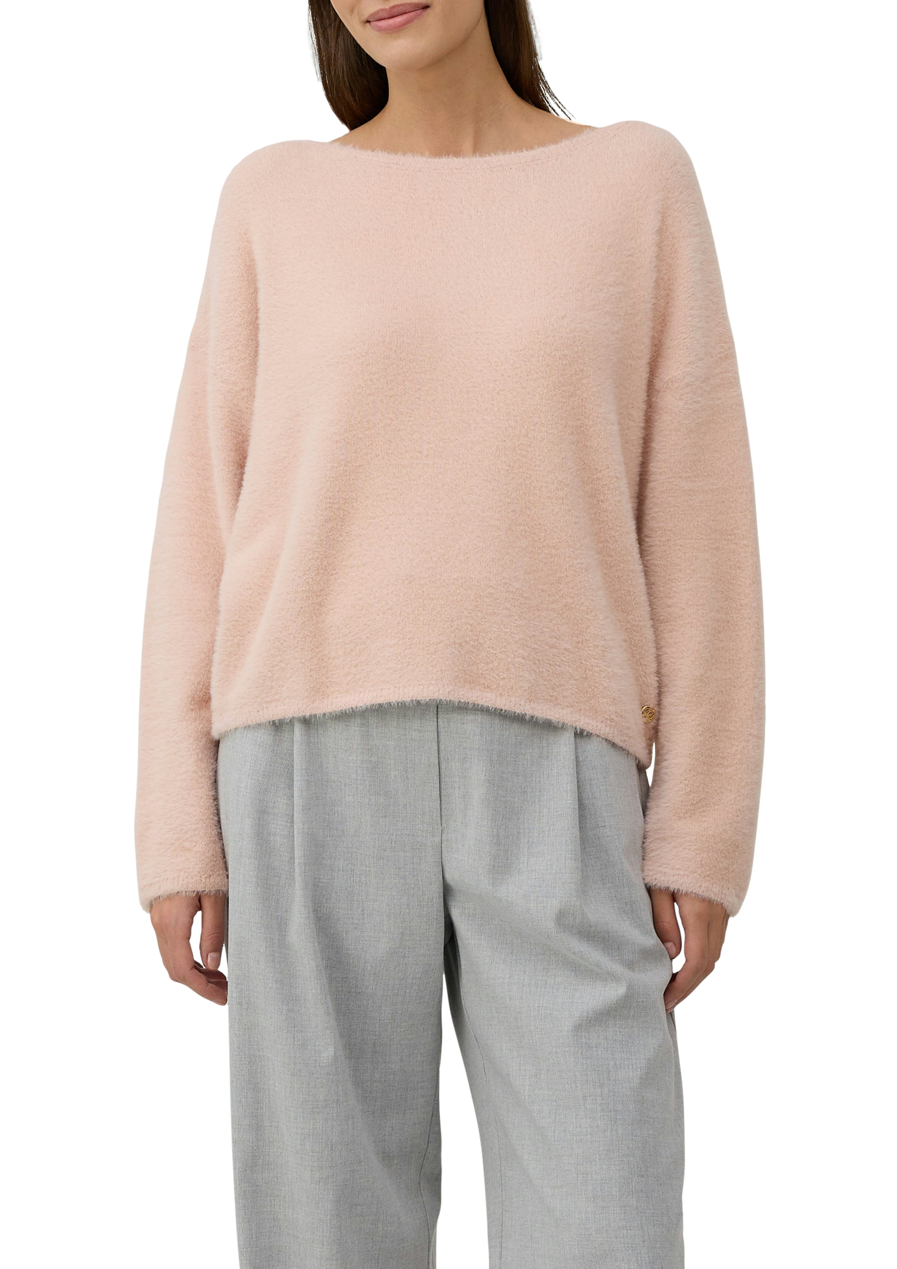 Strickpullover S.OLIVER BLACK LABEL, Damen, Gr. 38, rosa (rose), Strick, Obermaterial: 74% Polyamid, 16% Viskose, 10% Polyester, unifarben, regular fit taillenbedeckt, U-Boot-Ausschnitt, gerader Abschluss, Pullover Strickpullover, mit U-Boot Ausschnitt