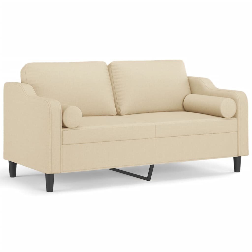 vidaXL 2-Sitzer-Sofa mit Zierkissen Creme 140 cm Stoff Image