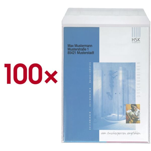 docuCARE 100er-Pack Folienversandtaschen »ohne Fenster« DIN A4 transparent transparent