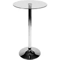 Table de bar haute, table de repas haute sur pied, table ronde en métal, avec plateau en verre, hauteur esthétique et fonctionnelle stable