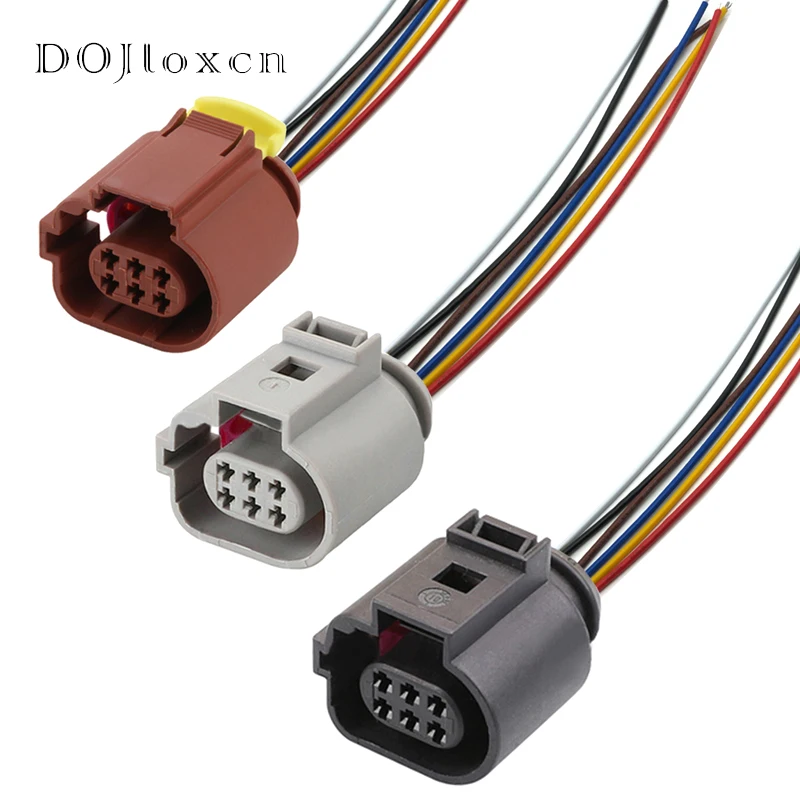 1/5/10/20/50 Sets 6 Pin Weibliche EGR Ventil Stecker Stecker Mit 15 cm 18AWG Kabel Kabelbaum Für Audi VW 1J 0973713 G 42121200 Image