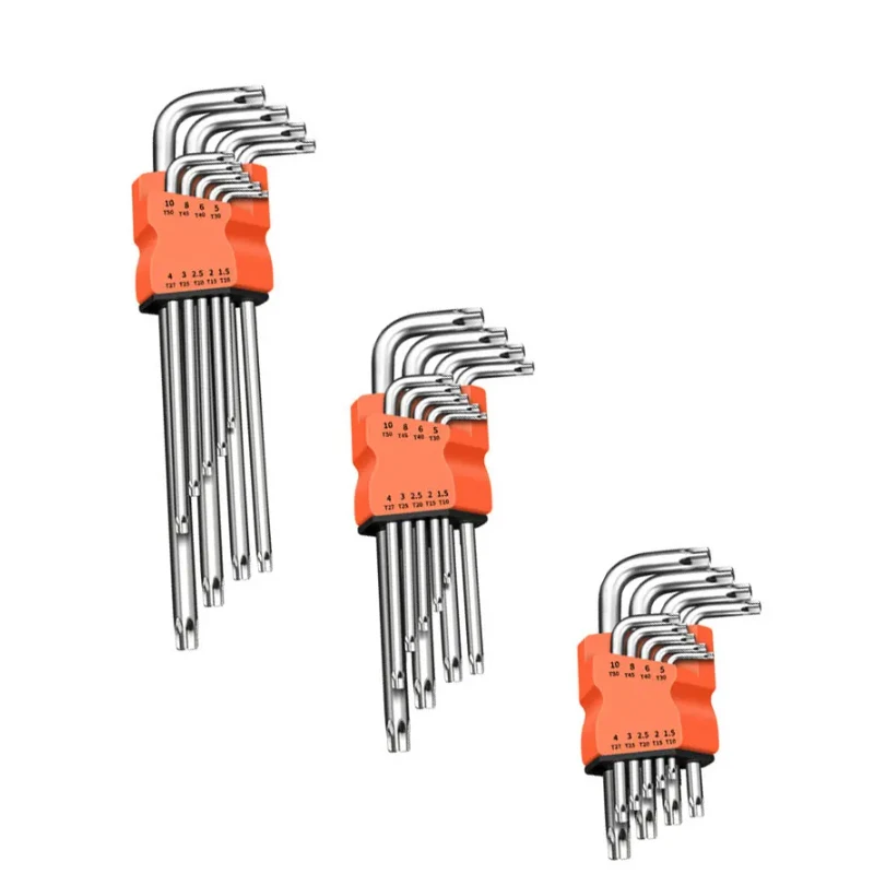 9 pezzi kit di chiavi a stella Torx set chiavi a brugola set di chiavi esagonali Plum Blossom doppia estremità tipo L cacciavite a stella strumento di riparazione manuale