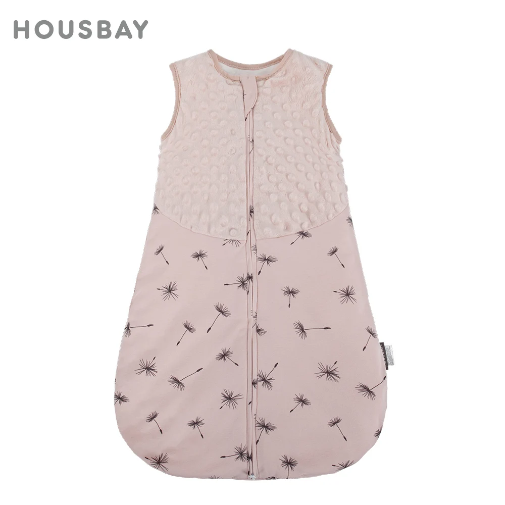 Baby-Schlafsack, Winter, dünn, ärmellos, Schlafsack, 3–24 Monate, rosa Löwenzahn, bedruckt, Baby-Anti-Kick-Steppdecke Image