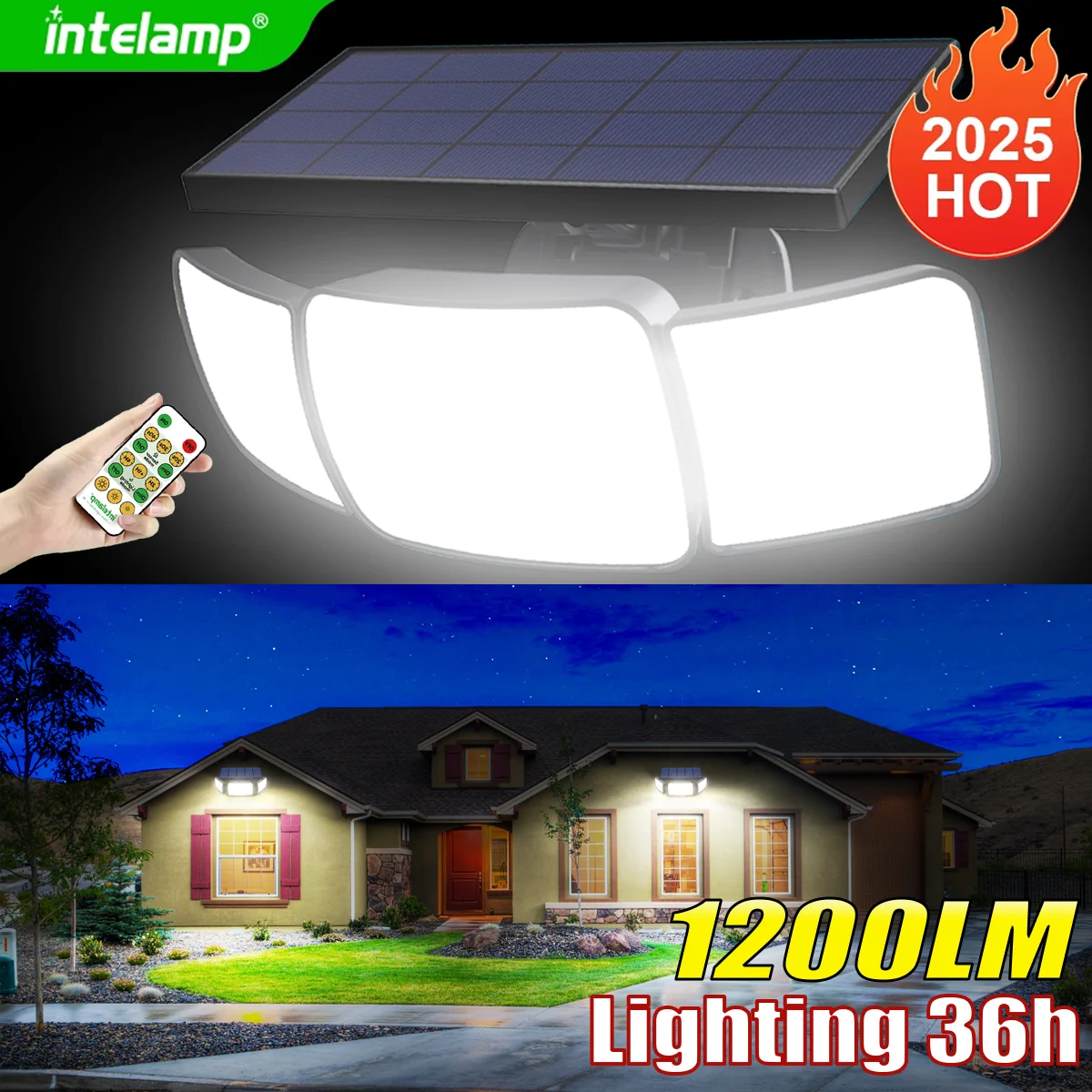 2025 Neue superhelle 108 LED-Solarlampe für den Außenbereich, Garten, Solar-LED-Licht, wasserdicht, sonnenlichtbetrieben, Strahler mit Bewegungssensor