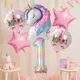 Set di palloncini foil unicorno arcobaleno Decorazione per festa di compleanno unicorno Bomboniere per bambini Forniture per feste per baby shower per il primo compleanno felice