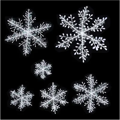 Glitter Fake White Snowflake Christmas Snowflake Ornaments Winter Xmas DIY Tree Hanging Pendents New Year Home Party Decorations