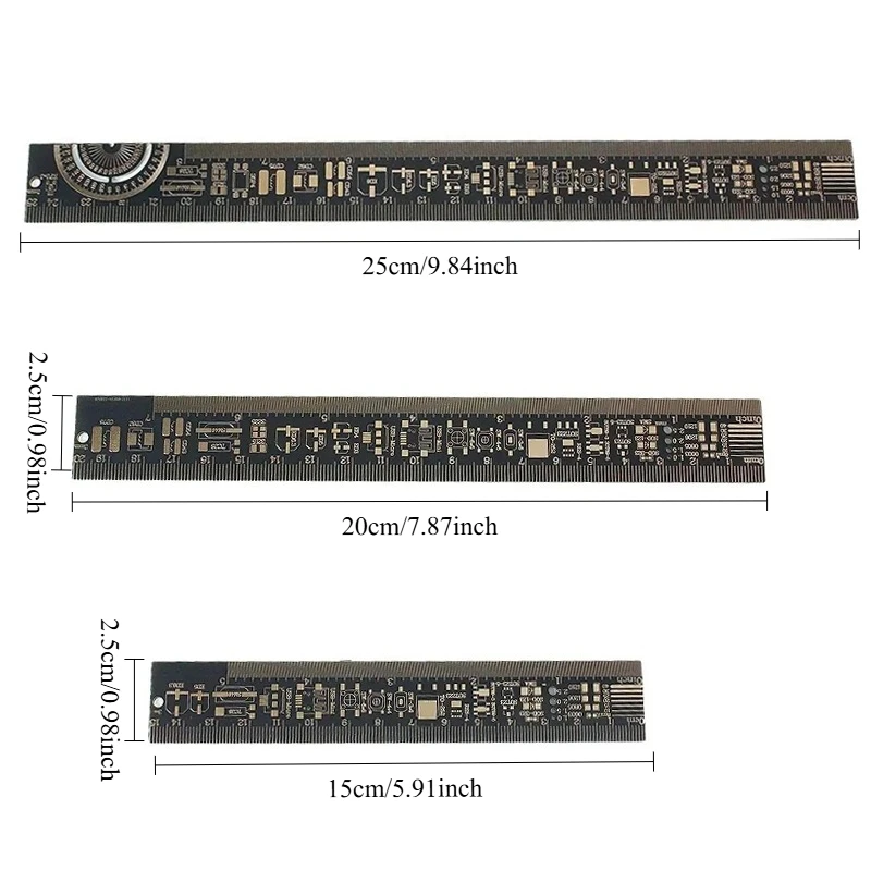 25CM 20CM 15CM PCB Lineal Multifunktionales Messwerkzeug SMD Diode Kondensator Widerstand Chip IC Transistor PCB Referenzlineal Image