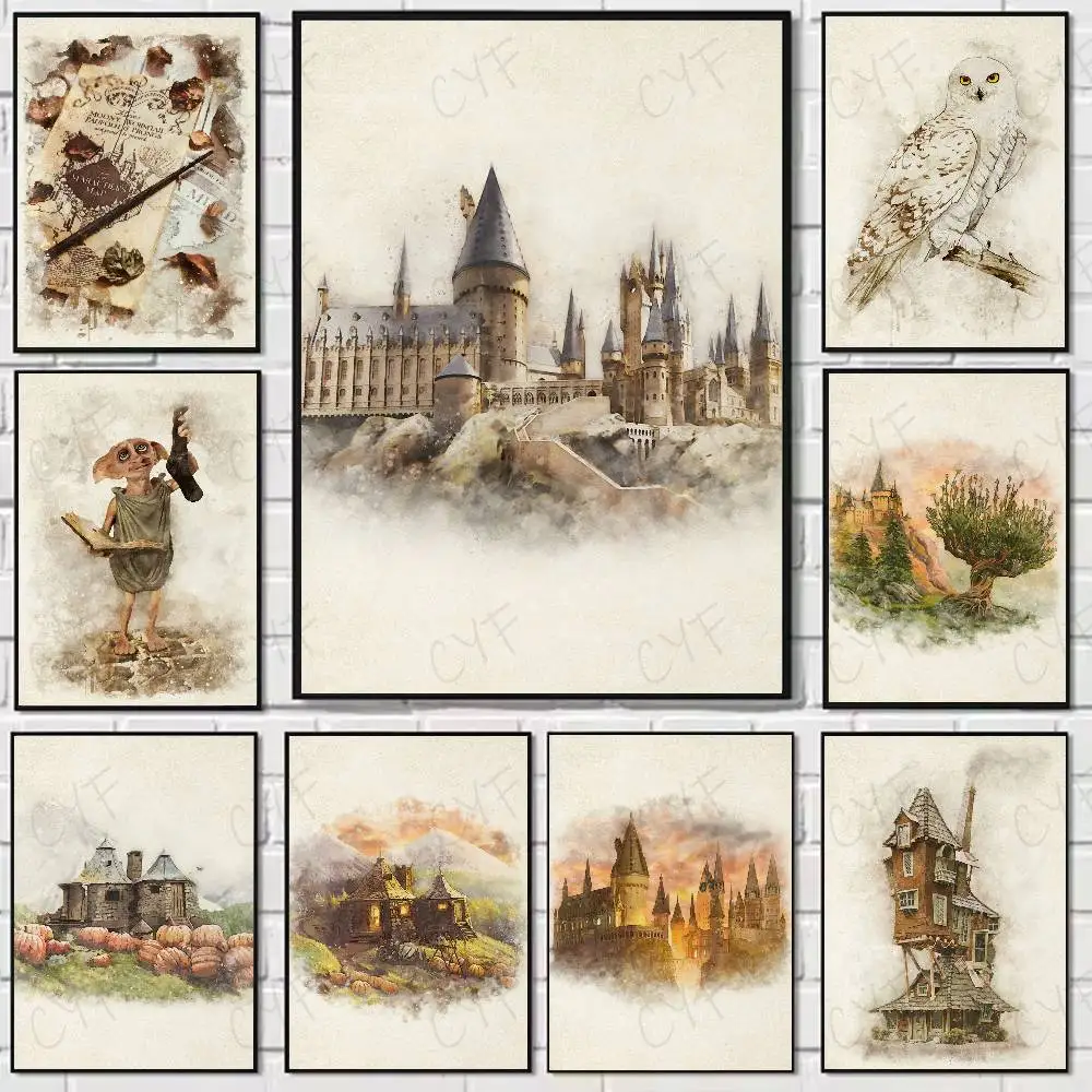 Von Hogwarts inspiriertes Poster mit Tierumgebungen, hochwertige Wandkunst für Zuhause, Büro, Schlafzimmer, Wohnzimmer, Flur, Bar, perfektes Geschenk Image