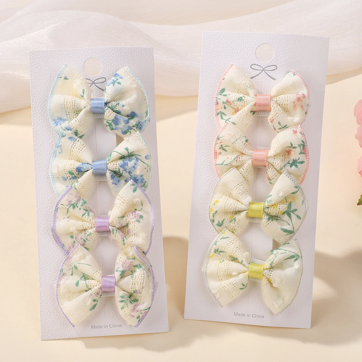 4 stücke Schöne Druck Bogen Haar Clips für Baby Mädchen Schöne Süße Baumwolle Floral Band Haarnadeln Barrettes Haar Zubehör geschenke Image
