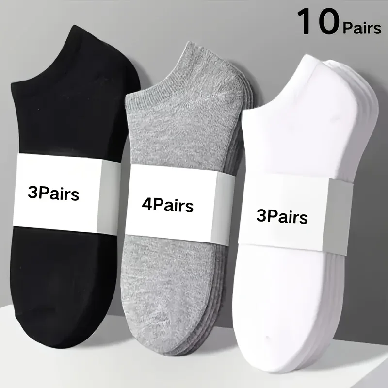 10 Paar/3 Paar/4 Paar einfarbige Socken, weich und bequem, leicht, langlebig, für den täglichen Sport mit doppeltem Verwendungszweck Image
