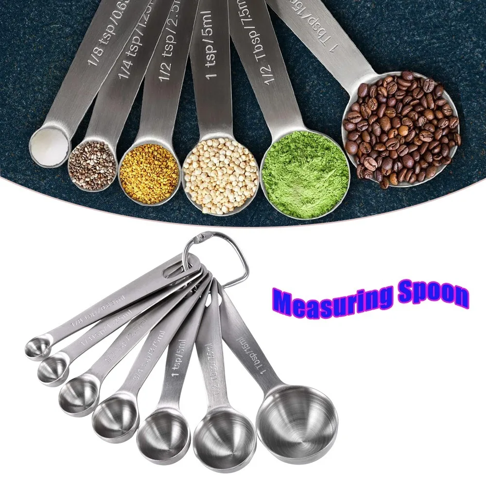 Edelstahl-Messlöffel-Set, abgestufte Schaufel, metrische kaiserliche Skala, Küchen-Backwerkzeuge zum Kochen, Gewürzen, Kaffee Image