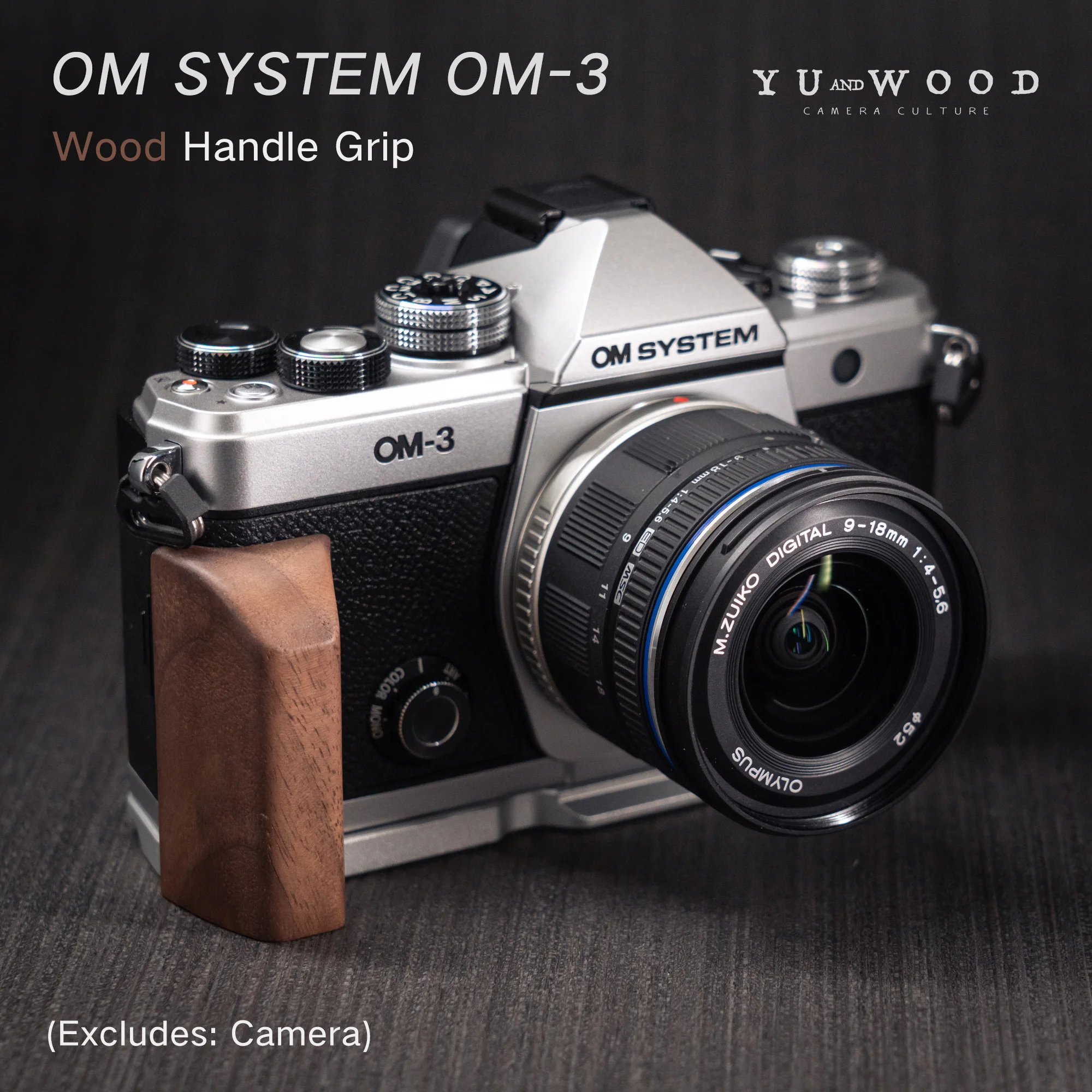 Handgefertigter Kamerahandgriff aus Holz, L-Platte, Schnellverschlusshalter für Olympus OM-3 OM SYSTEM om3 Kamera Image