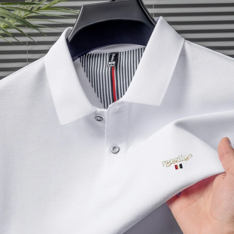 High end 100% pure cotton short sleeve polo shirt men's summer designer new brand letter embroidery Korean casual golf T-shirt