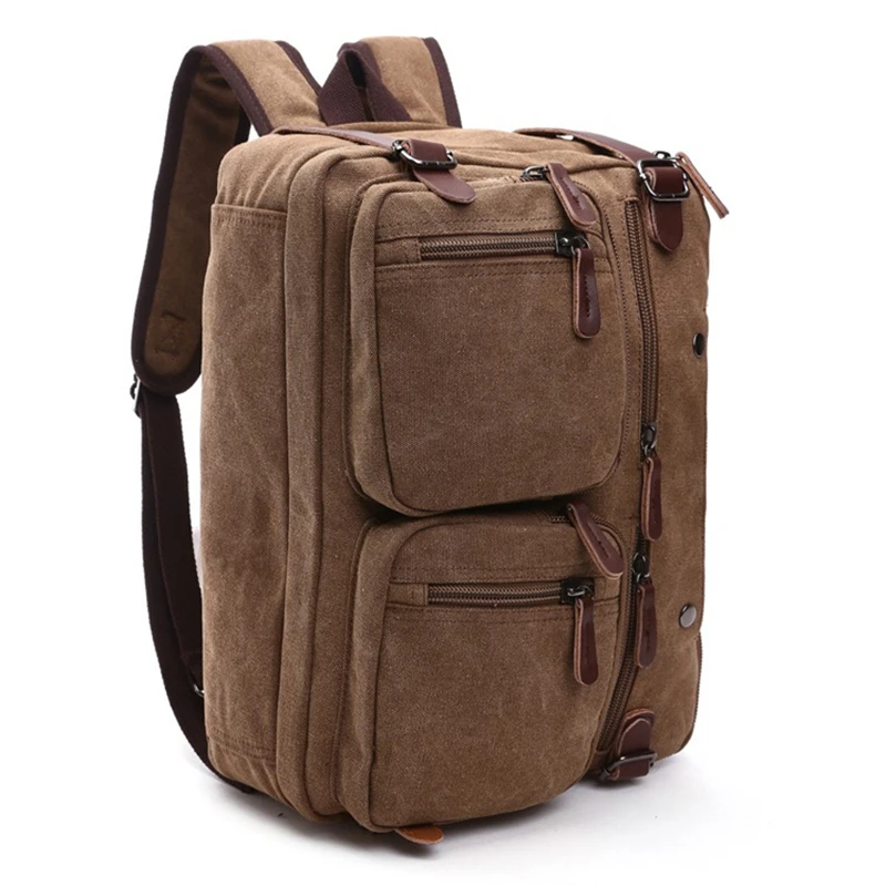 Nesitu Canvas Caffè Blu Verde Blu Grigio Grande capacità A4 Uomo Donna Zaino Valigetta Borsa a tracolla da viaggio M8691