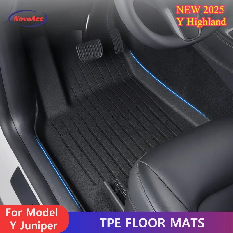 Auto-Fußmatten für Tesla Model Y Juniper 2022, doppellagige Teppiche, TPE-Kofferraumpolster, wasserdicht, rutschfest, Cargo-Liner, Schutzpolster Image