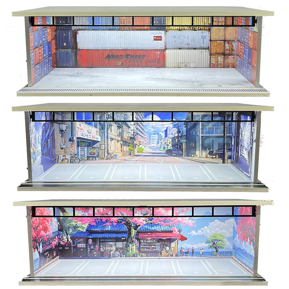 MDX Nuovo Kit Diorama in Scala 1/64 con USB LED Assemblato Parcheggio Auto Garage Diorama Modelli di Scena per Modello di Auto Display