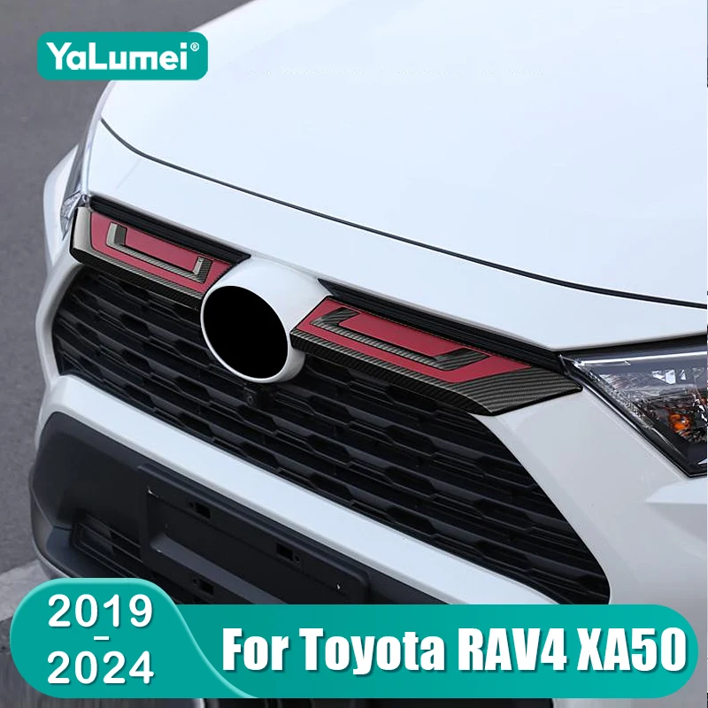 Auto Racing Front Grille Streifen Trim Abdeckung Aufkleber Für Toyota RAV4 XA50 2019 2020 2021 2022 2023 2024 RAV 4 Hybrid Zubehör Image