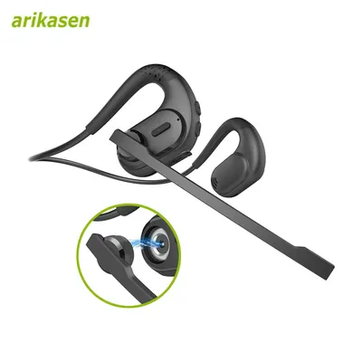 Open Ear Headphones with Mic, Bluetooth Headset with AI Noise Cancellation Microphone Bluetooth 5.4 Air Conduction Headphones
