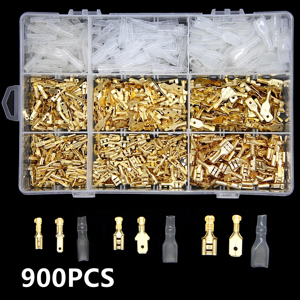 150/450/900PCS Isolierte Männlich Weiblich Draht Stecker 2,8/4,8/6,3mm Elektrische Crimp Terminals Spaten anschlüsse Kit SN-48B Zange Image