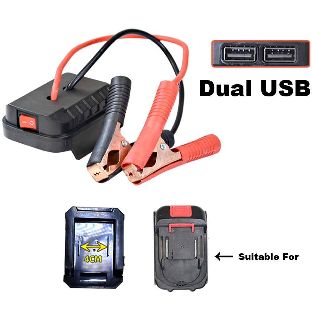 Für Makita Autobatterie Starthilfe Lithium-Notstrombank mit verdickten Kupferklammern mit zwei USB-Ladeanschlüssen Image