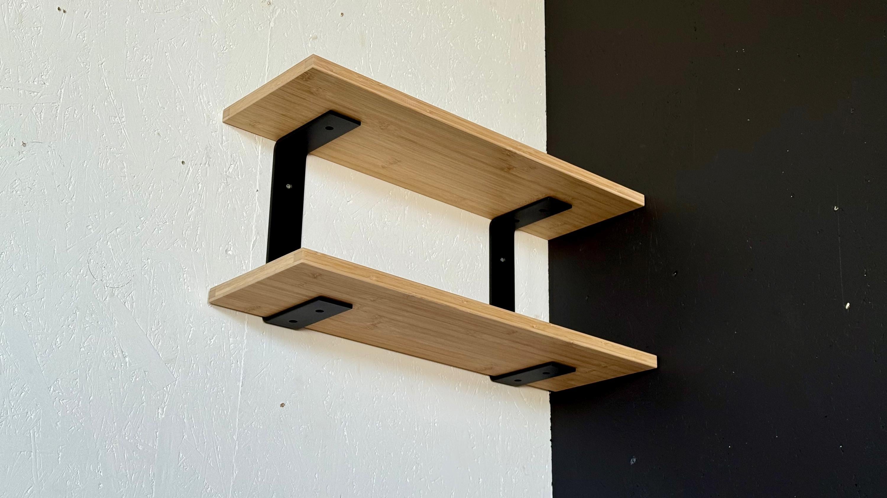 Set di 2 staffe per mensole galleggianti resistenti - Staffe per mensole in acciaio da parete - Mensole galleggianti da parete verniciate a polvere ne