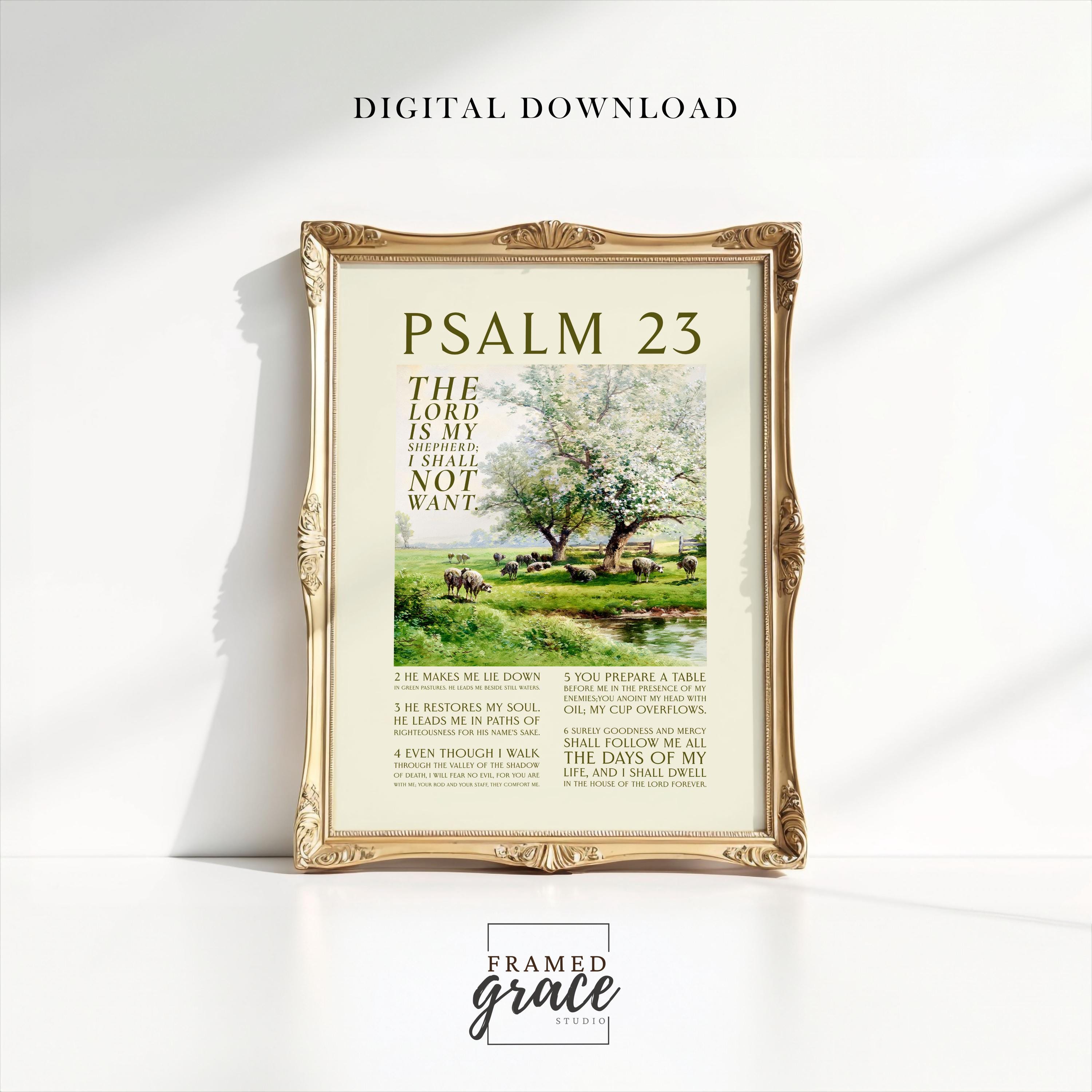 Salmo 23 ESV - Il Signore è il mio pastore Stampa cristiana, Stampa artistica da parete con pecore vintage, Download digitale, Stampa artistica da par