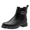Chelseaboots MARCO TOZZI, Damen, Gr. 39, schwarz, Lederimitat, klassisch, Schuhe, Blockabsatz, Stiefelette mit hübscher Zierschnalle