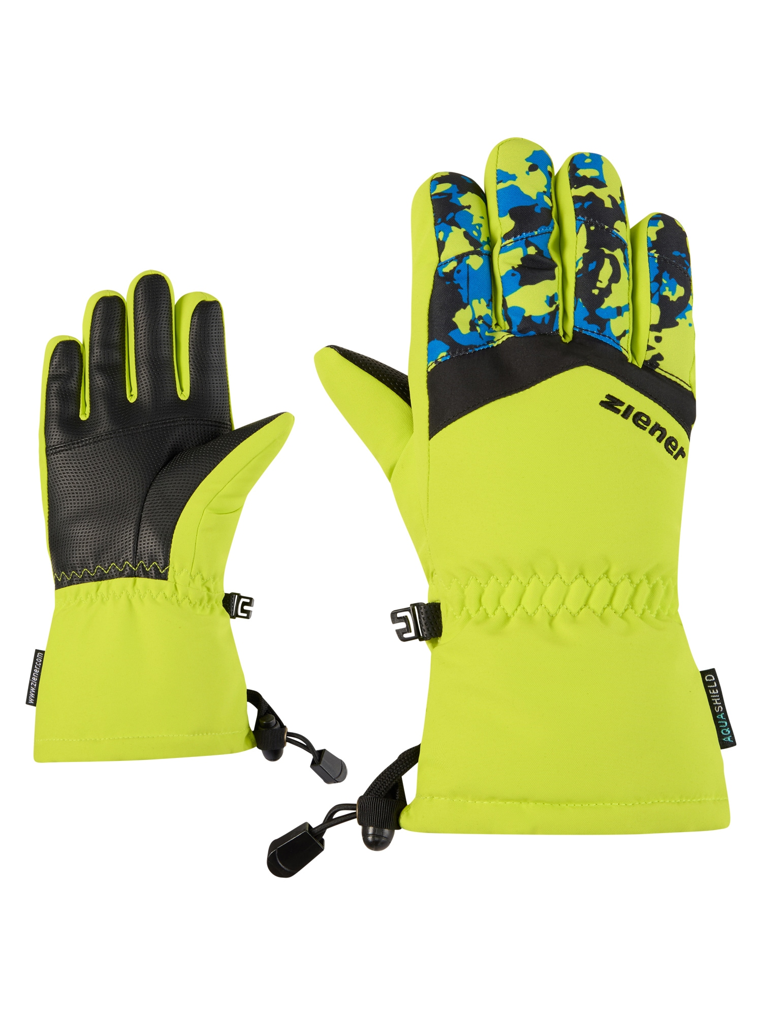 Skihandschuhe ZIENER "LETT-Z AS glove junior", Kinder, Gr. 7, lime, Obermaterial: 100% Polyester; Innenhand: 100% Polyester; Futter: 100% Polyester; Wattierung: 100% Polyester, Handschuhe Image