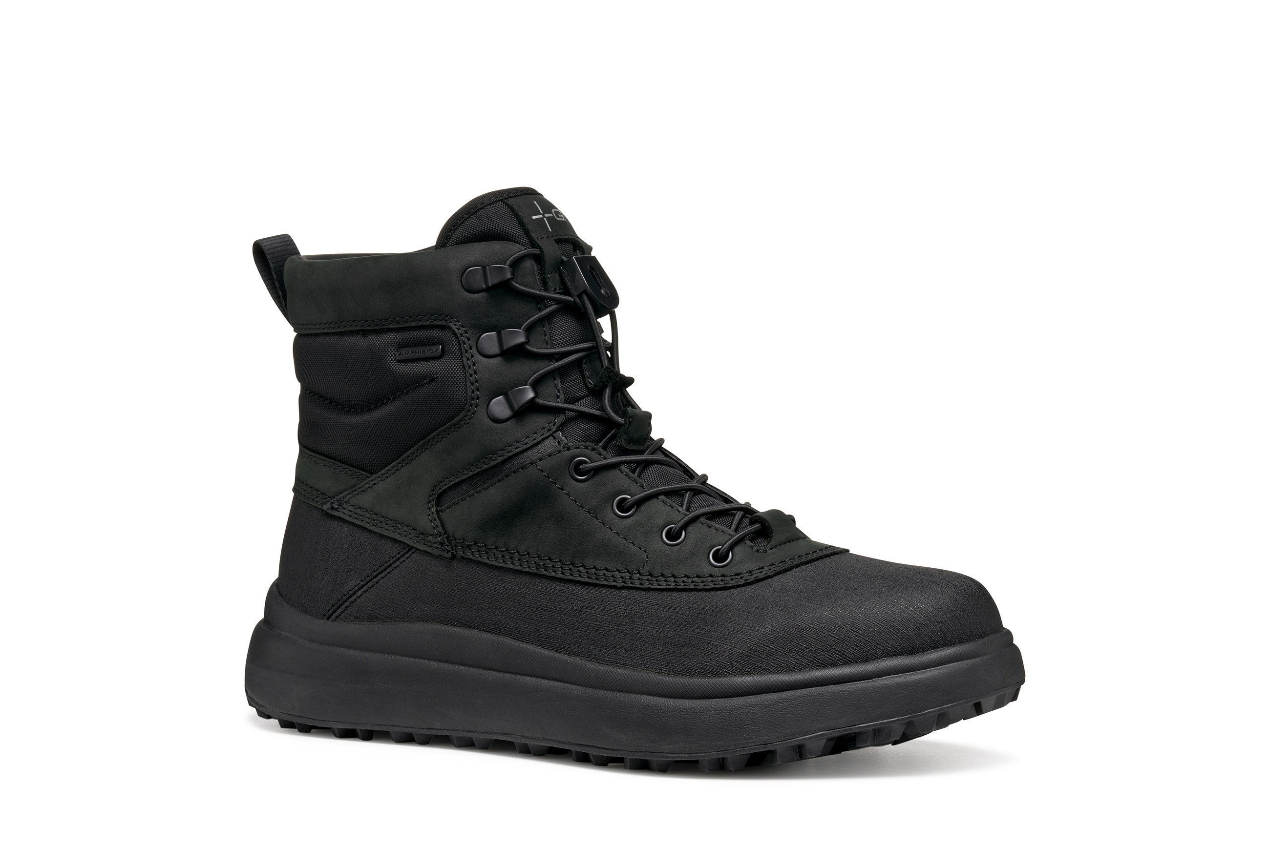 Winterboots GEOX "U GRANITO + GRIP B A", Herren, Gr. 41, schwarz, Leder, Lederimitat, unifarben, Schuhe Winterboots, Snowboots, Schnürschuh mit Warmfutter, Größenschablone zum Download