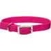 Metal Buckle Double Ply Nylon Personalized Dog Collar in Pink Flamingo, 1" Width, X-Large/XX-Large