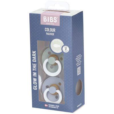 Bibs Fopspeen Symmetric Glowindark Sage - Cloud 6-18 Maanden 2st 2 St Schnuller Image
