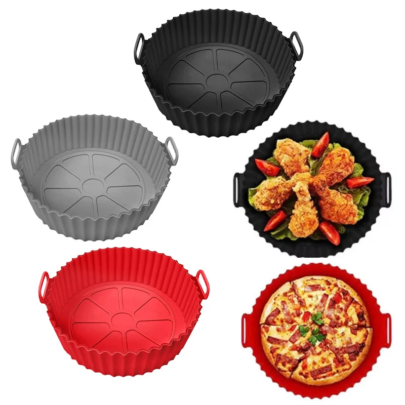 Silikon Korb Topf Tablett Airfryer Liner für Air Fryer Wiederverwendbare Container Zubehör Pan Backform Schutz Küche Gadgets