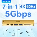 MOKiN 7 in 1 HUB USB 3.0 a 4K Adattatore hub HDMI Docking Station USB3.0 5Gbps SD/Micro SD PD 100W per laptop MacBook Lenovo Dell
